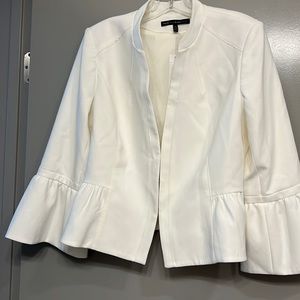 White Bell Sleeve Blazer with Pleated Back.